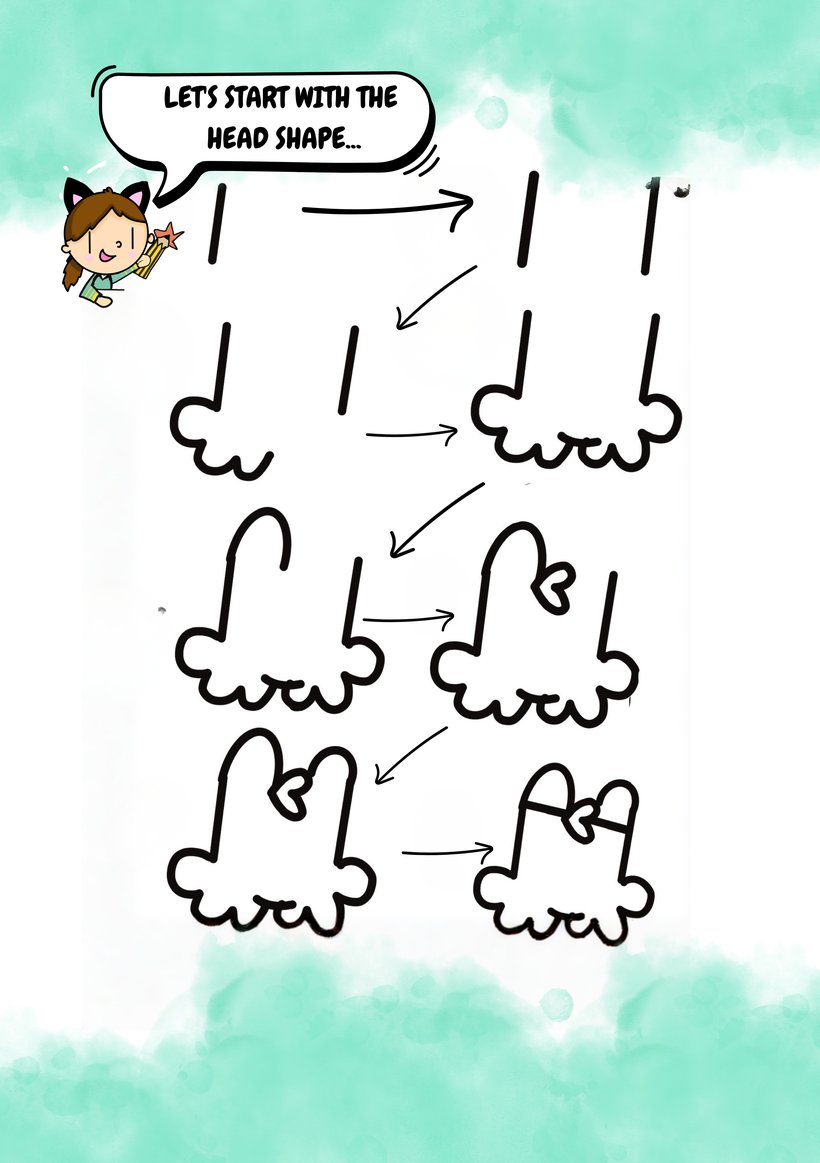 Step 1: drawing Tigy's head shape and ears